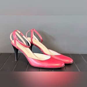 Emporio Armani vintage red leather heels ankle strap size 8.5 9